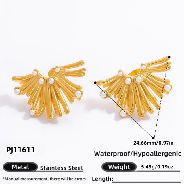 18KG hollow out flower big earrings stainless steel earrings