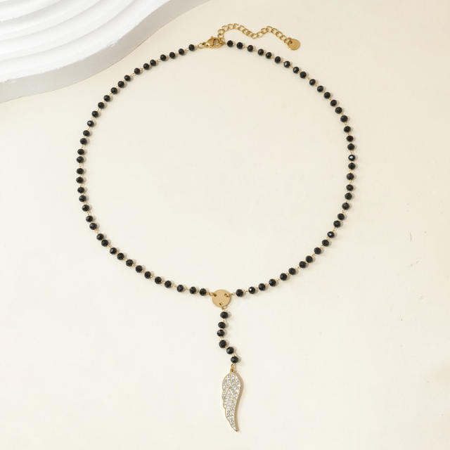 Black Bead Four-leaf Clover Stainless Steel necklace collection
