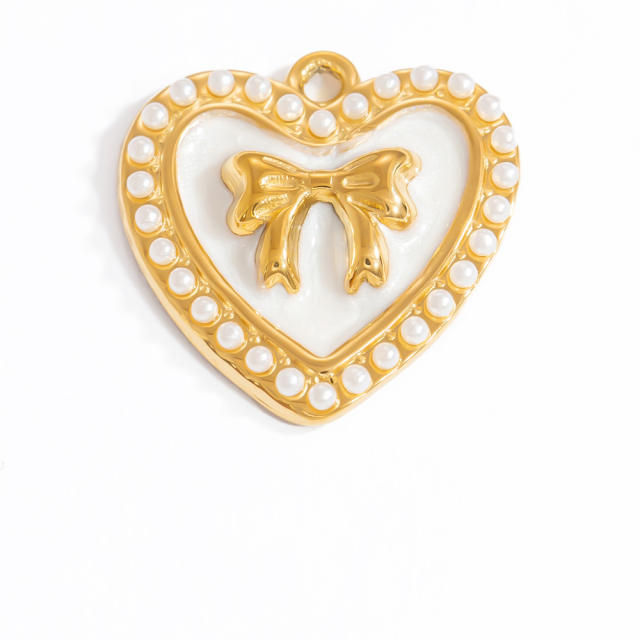 Color enamel heart flower diy jewelry charms stainless steel charms