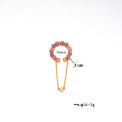 Natural stone bead stainless steel ear cuff chain stainless steel ear cuff