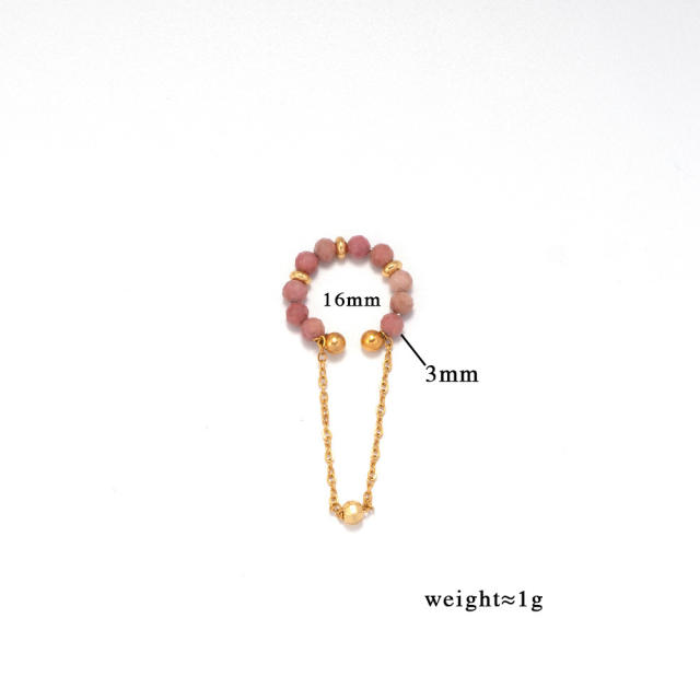 Natural stone bead stainless steel ear cuff chain stainless steel ear cuff