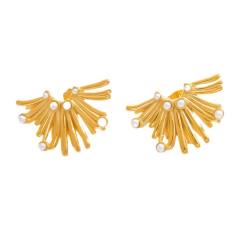 18KG hollow out flower big earrings stainless steel earrings