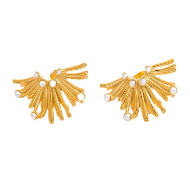 18KG hollow out flower big earrings stainless steel earrings