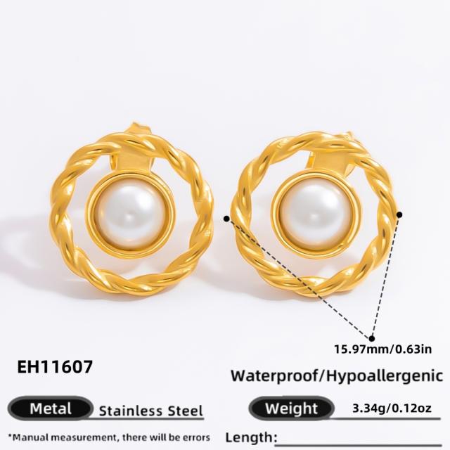 18KG hollow out flower big earrings stainless steel earrings