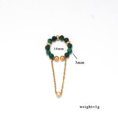 Natural stone bead stainless steel ear cuff chain stainless steel ear cuff