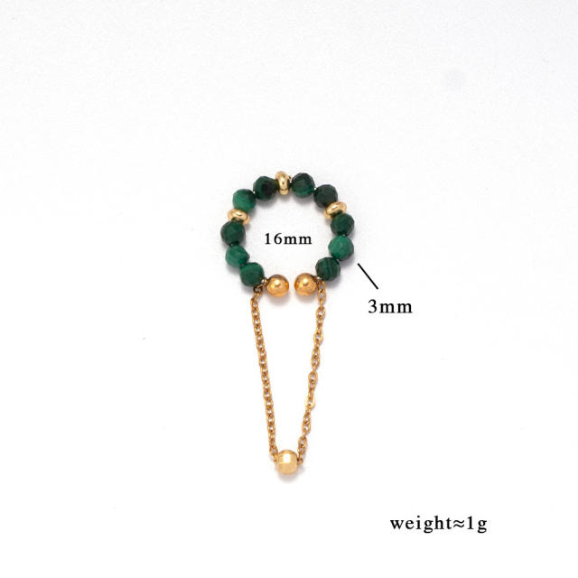 Natural stone bead stainless steel ear cuff chain stainless steel ear cuff