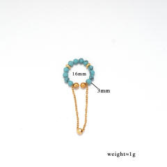 Natural stone bead stainless steel ear cuff chain stainless steel ear cuff