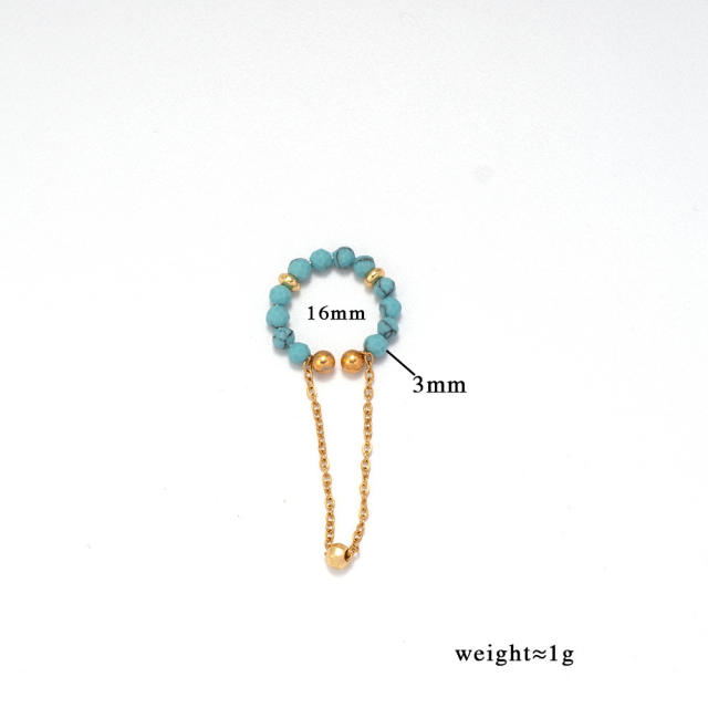 Natural stone bead stainless steel ear cuff chain stainless steel ear cuff