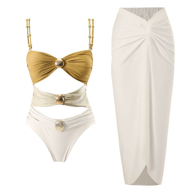 New Split Two-piece Bikini Swimsuit Women's Tight Slimming Chiffon Skirt Swimwear suit