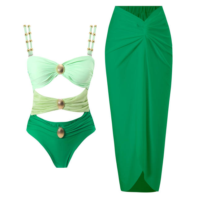 New Split Two-piece Bikini Swimsuit Women's Tight Slimming Chiffon Skirt Swimwear suit