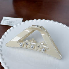 High-grade Sense Diamond-encrusted Pearl Large hair claw clips