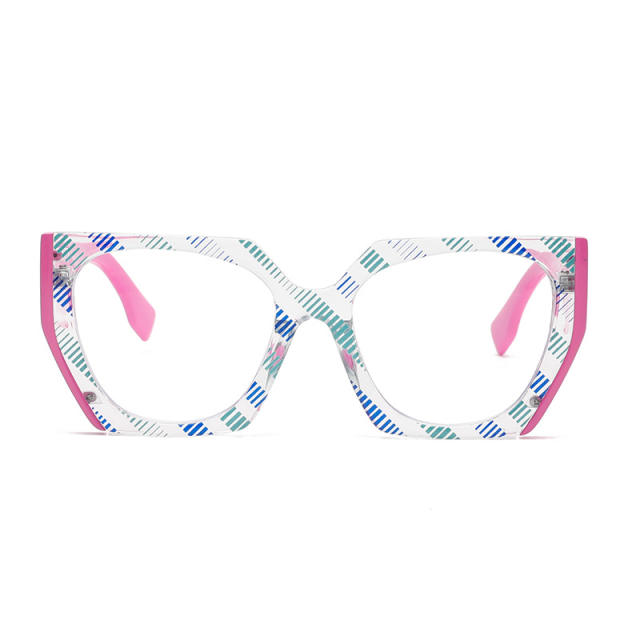 New color floral large frame plain glasses frame anti-blue light reading glasses