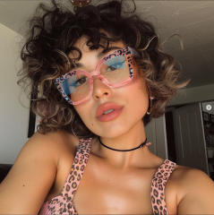 Candy color anti-blue light flat mirror leopard grain reading glasses