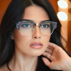 2025 new plate color diamond anti-blue light reading glasses