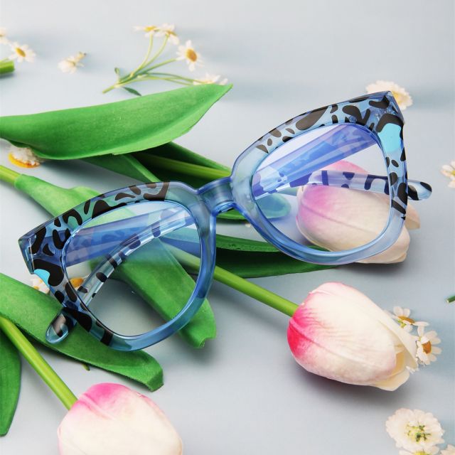 Candy color anti-blue light flat mirror leopard grain reading glasses