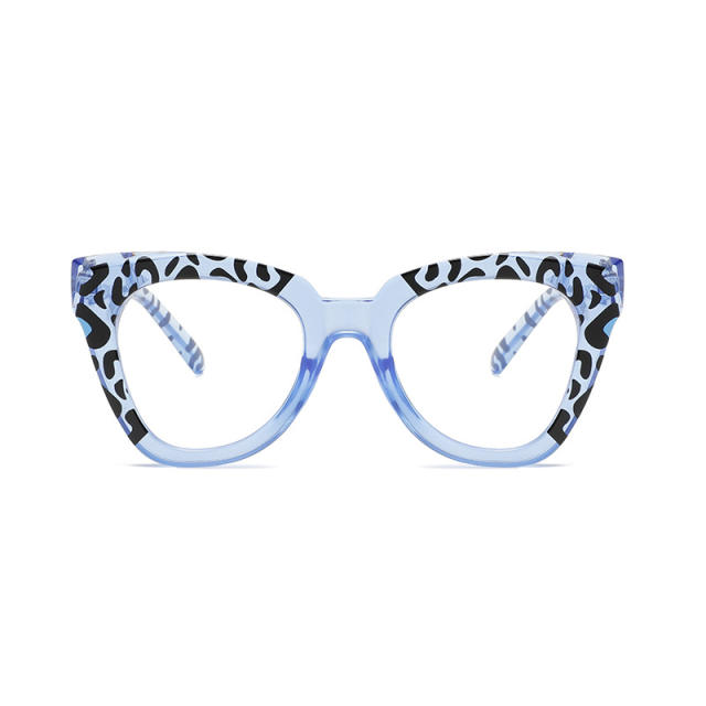Candy color anti-blue light flat mirror leopard grain reading glasses