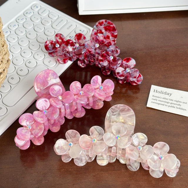 Heavy Industry Diamond Grab Clip Flower Acetic Acid hair claw clips