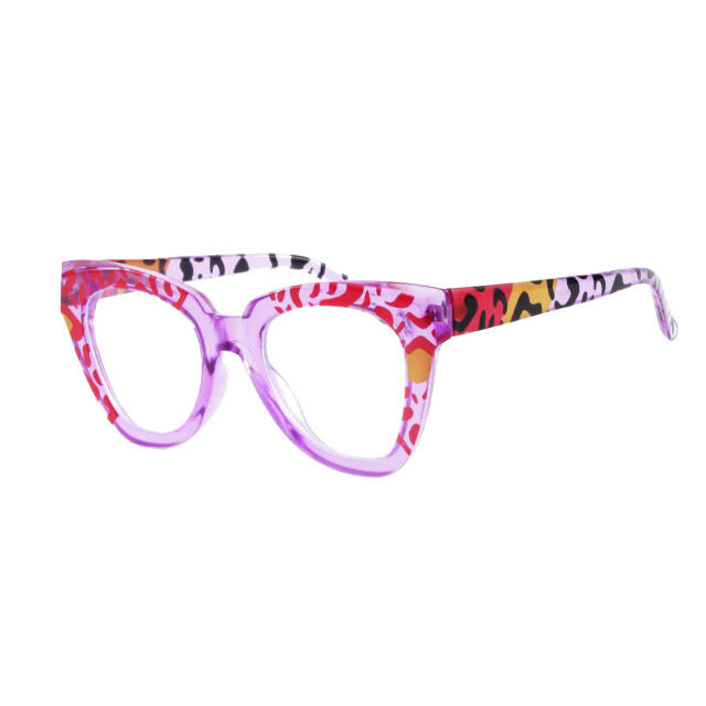 Candy color anti-blue light flat mirror leopard grain reading glasses