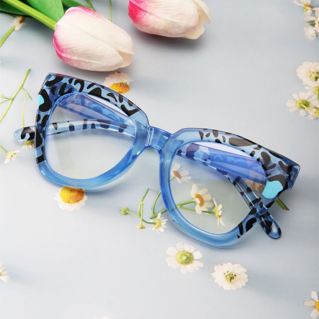 Candy color anti-blue light flat mirror leopard grain reading glasses