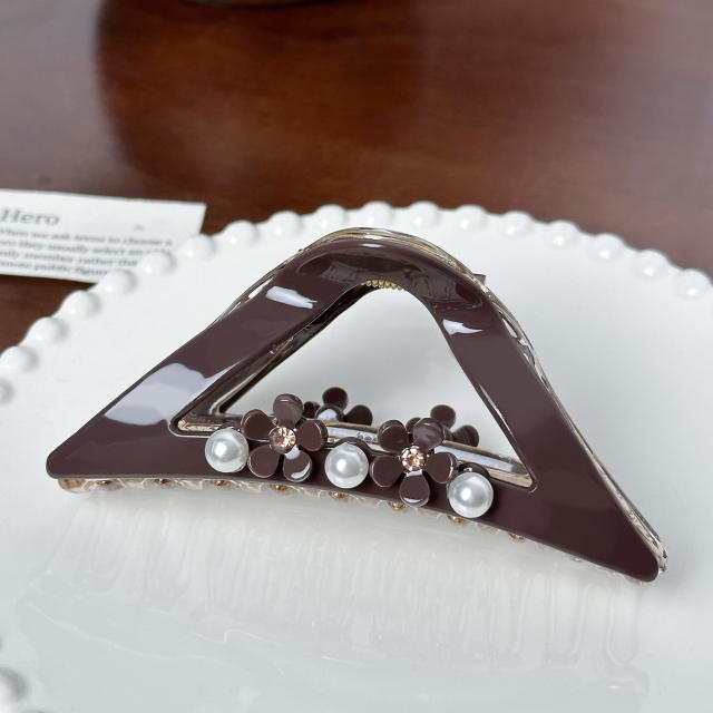 High-grade Sense Diamond-encrusted Pearl Large hair claw clips