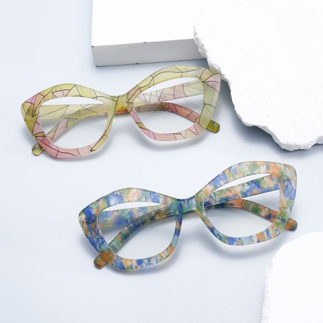 New irregular marble pattern anti-blue light women reading glasses