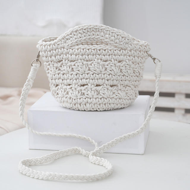 Spring cotton rope woven shoulder bag knitted handmade women's shoulder bag