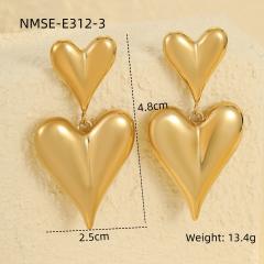 18KG chunky heart stainless steel earrings