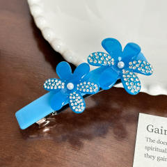 Acetic acid plate high-grade blue color flower hair claw clips hairpins