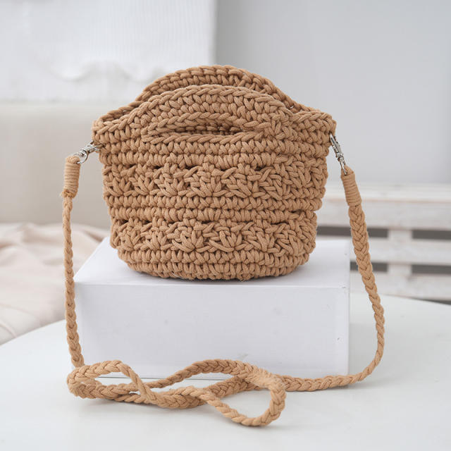 Spring cotton rope woven shoulder bag knitted handmade women's shoulder bag