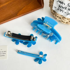 Acetic acid plate high-grade blue color flower hair claw clips hairpins