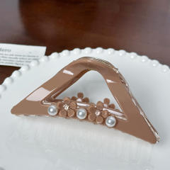 High-grade Sense Diamond-encrusted Pearl Large hair claw clips
