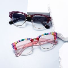 2025 new plate color diamond anti-blue light reading glasses