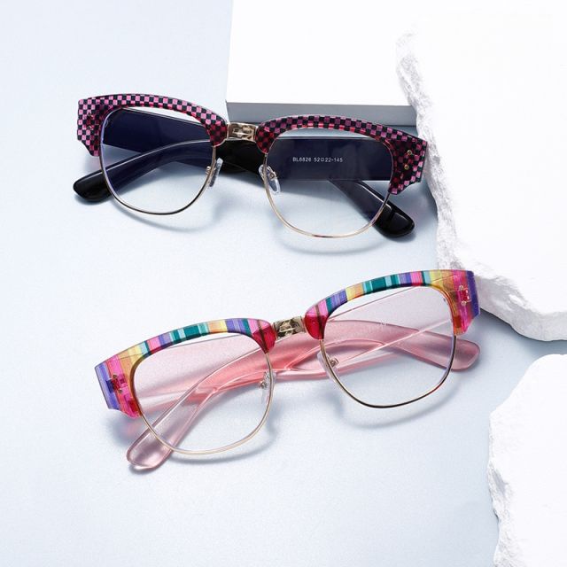 2025 new plate color diamond anti-blue light reading glasses