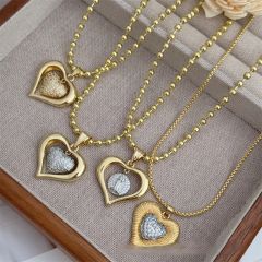 18KG full diaond heart mix color copper necklace pendant necklace