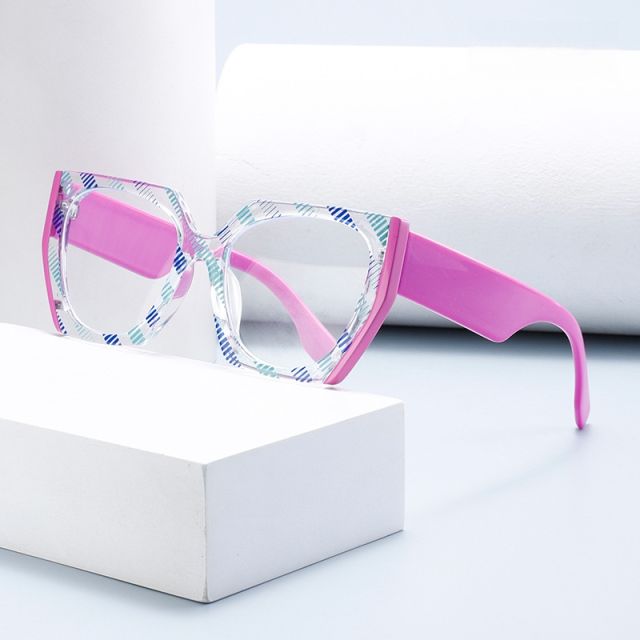 New color floral large frame plain glasses frame anti-blue light reading glasses