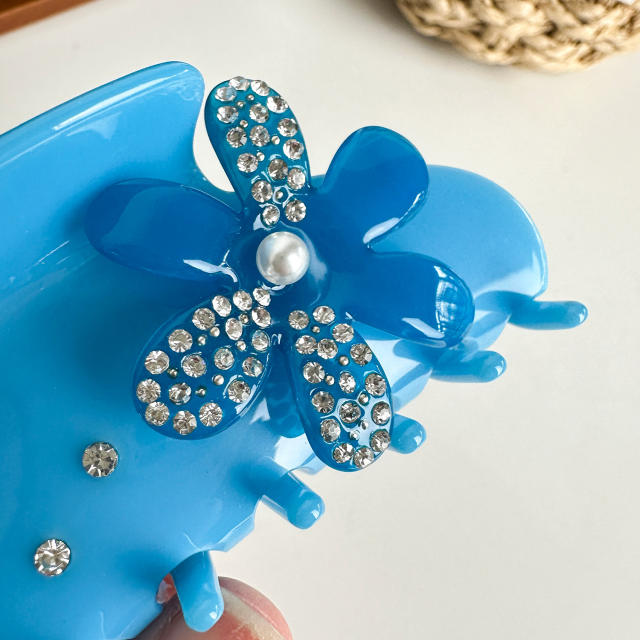Acetic acid plate high-grade blue color flower hair claw clips hairpins