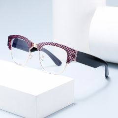 2025 new plate color diamond anti-blue light reading glasses