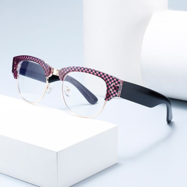 2025 new plate color diamond anti-blue light reading glasses