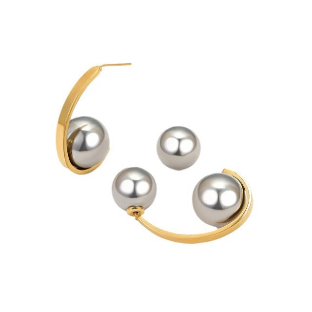 Easy match geometric ball bead mix color stainless steel earrings jacket earrings