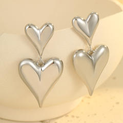 18KG chunky heart stainless steel earrings