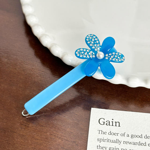 Acetic acid plate high-grade blue color flower hair claw clips hairpins