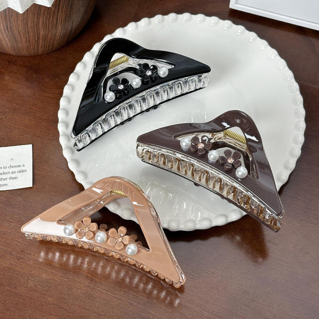 High-grade Sense Diamond-encrusted Pearl Large hair claw clips