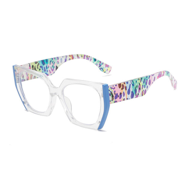 New color floral large frame plain glasses frame anti-blue light reading glasses