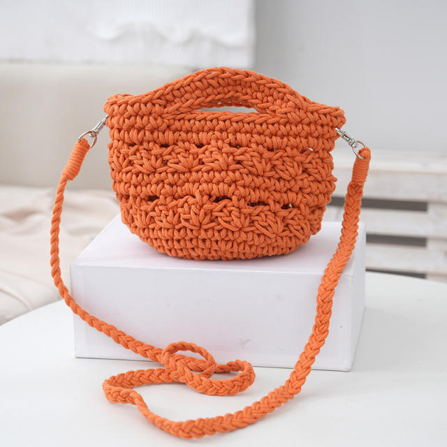 Spring cotton rope woven shoulder bag knitted handmade women's shoulder bag