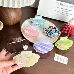 Acetic Acid Plate Cute Grab Diamond fan shell hair claw clips