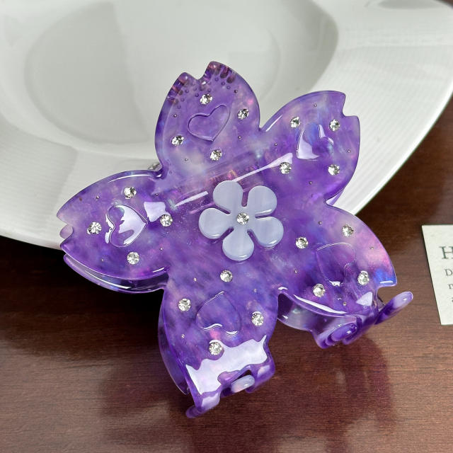 Acetic Acid Plate Heavy Industry Diamond-encrusted Cherry Blossom hair claw clips