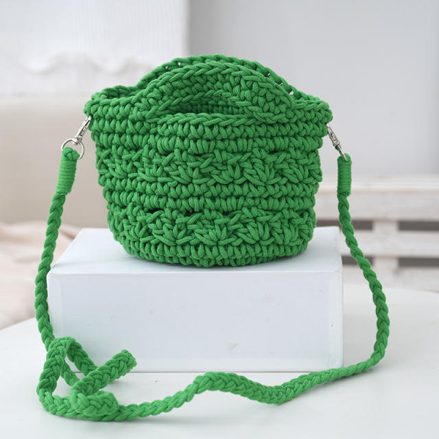 Spring cotton rope woven shoulder bag knitted handmade women's shoulder bag