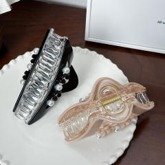 High-grade Sense Diamond-encrusted Pearl Large hair claw clips