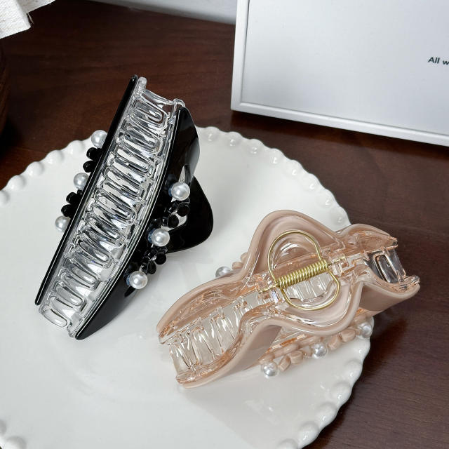 High-grade Sense Diamond-encrusted Pearl Large hair claw clips