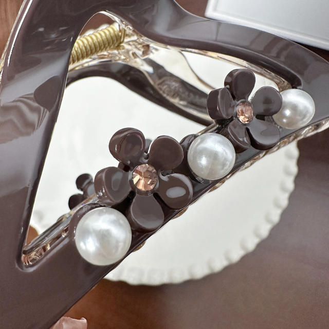 High-grade Sense Diamond-encrusted Pearl Large hair claw clips